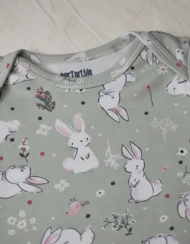 Bodys Manga Larga 100% Algodón Para Bebas Rn A 24 Meses Gris 18 Meses Coneja - 2
