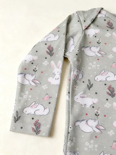 Bodys Manga Larga 100% Algodón Para Bebas Rn A 24 Meses Gris 18 Meses Coneja - 3