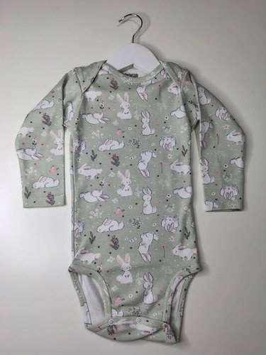 Bodys Manga Larga 100% Algodón Para Bebas Rn A 24 Meses Gris 18 Meses Coneja - 4