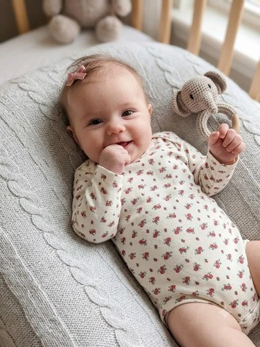 Bodys Manga Larga 100% Algodón Para Bebas Rn A 24 Meses Red M Cotton
