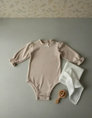 Bodys Buzo Manga Larga Gosha Para Bebé Camel 6-9 M Plush - 4
