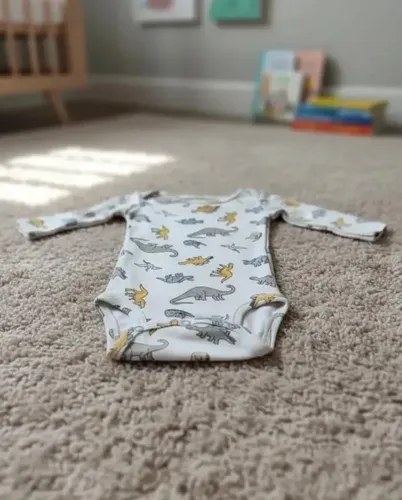 Bodys Interlock Full Manga Largas Bebes Rn Hasta 24 Meses Blanco Rn Dinosaurio - 5