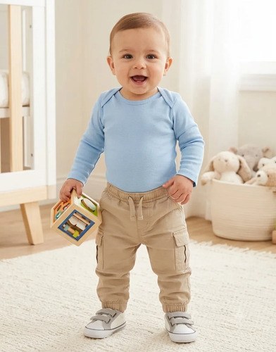 Bodys Interlock Full Manga Largas Bebes Rn Hasta 24 Meses Celeste 18 Meses Liso - 5