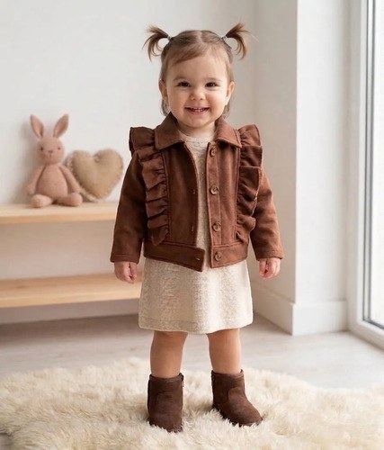 Chaqueta De Abrigo Gosha De Gamuza Con Micropolar Beba Chocolate 3 Liso