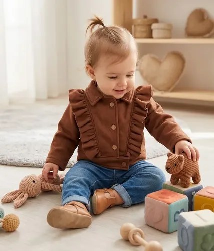 Chaqueta De Abrigo Gosha De Gamuza Con Micropolar Beba Chocolate 6 Liso - 2