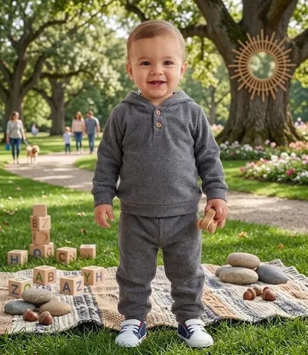 Conjunto Darlon Abrigadito Gosha Bebé 3 A 24 Meses Gris 9-12 M