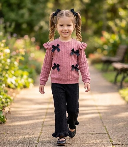 Conjunto Pulóver Más Pantalón Para Niña Rosa / Negro 4 Años