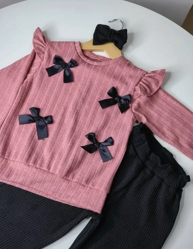 Conjunto Pulóver Más Pantalón Para Niña Rosa / Negro 5 Años - 4