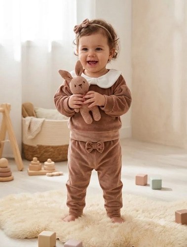Conjunto Trio Plush Bebé Gosha Talle 3 A 24 Meses Marrón 18-24 M