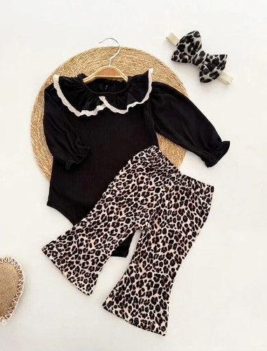 Conjunto Trío Boby Pantalón Oxford Y Vincha De Beba Negro/print 12-18 M - 3