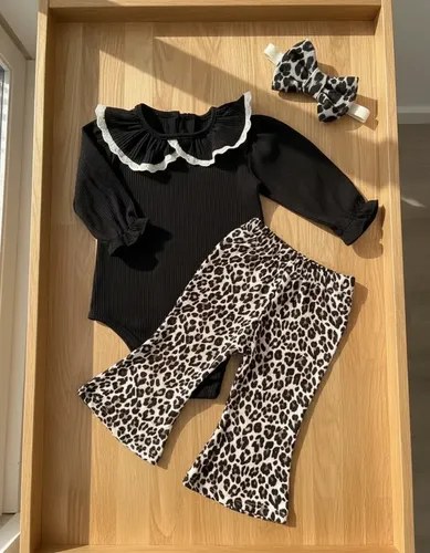 Conjunto Trío Boby Pantalón Oxford Y Vincha De Beba Negro/print 12-18 M - 5