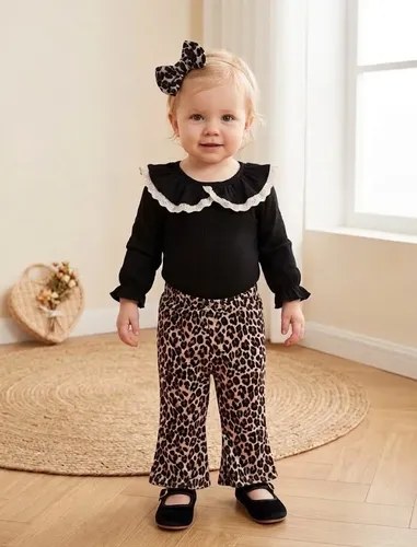 Conjunto Trío Boby Pantalón Oxford Y Vincha De Beba Negro/print 9-12 M