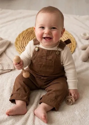Jardinero Rígido Gabardina Gosha Bebé/beba Chocolate Liso 2 ( 9-12 M ) - 2