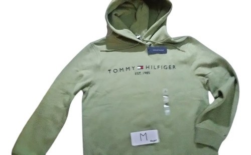 Buzo Tommy Hilfiger Talle M Mujer Con Capucha M Verde Oliva Claro - 5