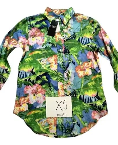 Camisa Ralph Lauren Mujer Talle Xxs Original 100 % Lino Verde Xxs