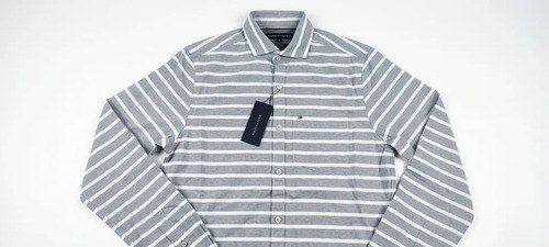 Camisa Tommy Hilfiger Talle Xs Hombre Original Gris Y Blanco Xs