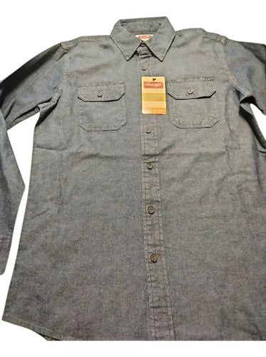 Camisa Wrangler De Jean Talle S De Hombre Original Azul S - 2
