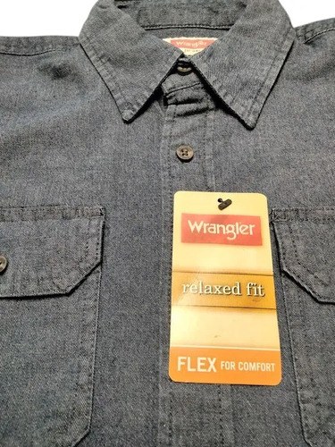 Camisa Wrangler De Jean Talle S De Hombre Original Azul S - 3