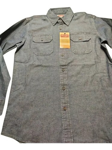 Camisa Wrangler De Jean Talle S De Hombre Original Azul S - 4