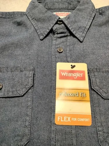 Camisa Wrangler De Jean Talle S De Hombre Original Azul S - 5