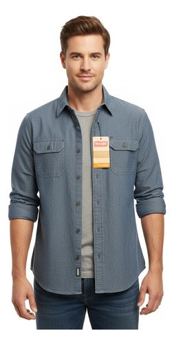Camisa Wrangler De Jean Talle S De Hombre Original Azul S - 6