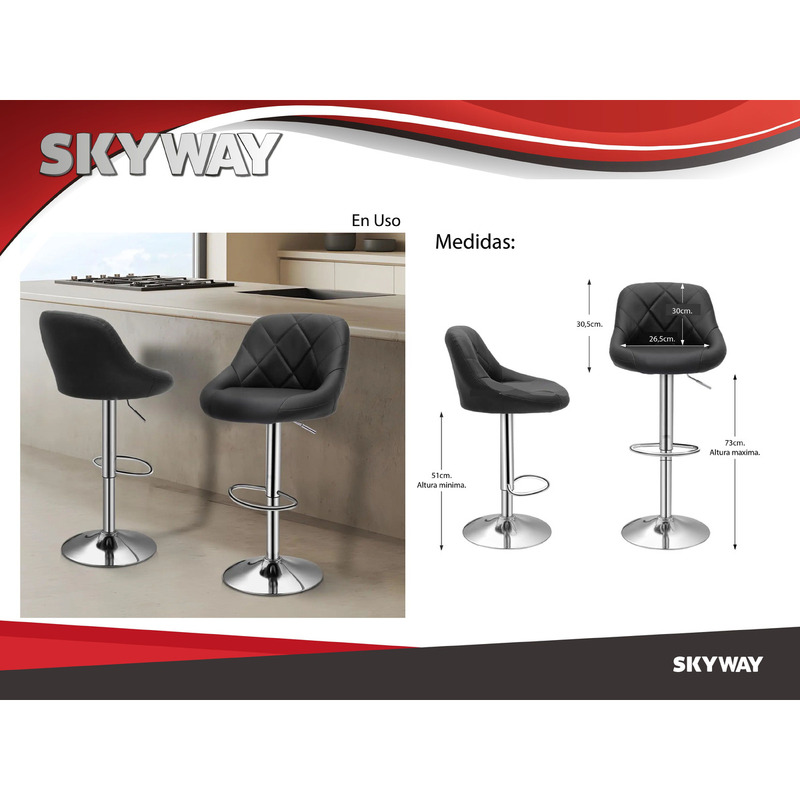 Silla banqueta taburete para desayunador - set por 2 unidades - 3/4