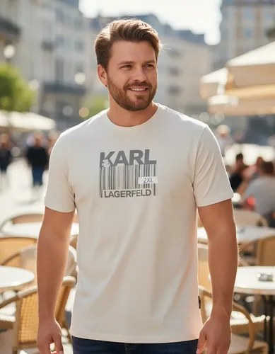 Remera Karl Lagerfeld Talle Xxl Hombre Original Beige Claro Xxl Estampa Localizada