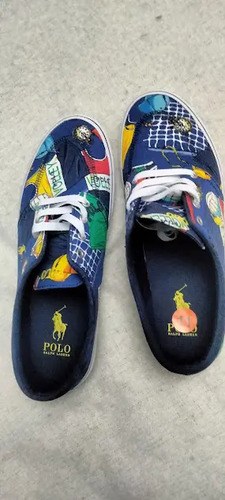 Zapatillas Ralph Lauren Talle 11 29 Cm De Suela Originales Azul Geométrico 11