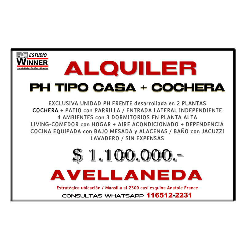 ALQUILER AVELLANEDA PH TIPO CASA 4 AMBIENTES