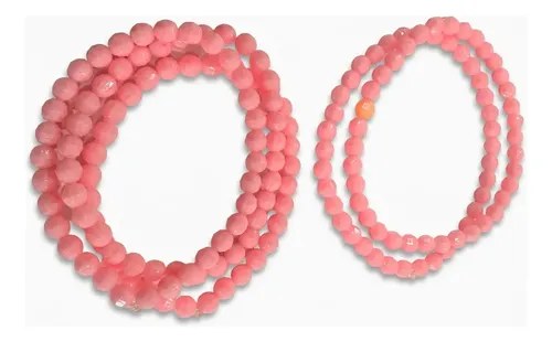 2 Pulseras De Cuentas Cristalinas Y Rosa -rosa Petras Rosa 19 Cm