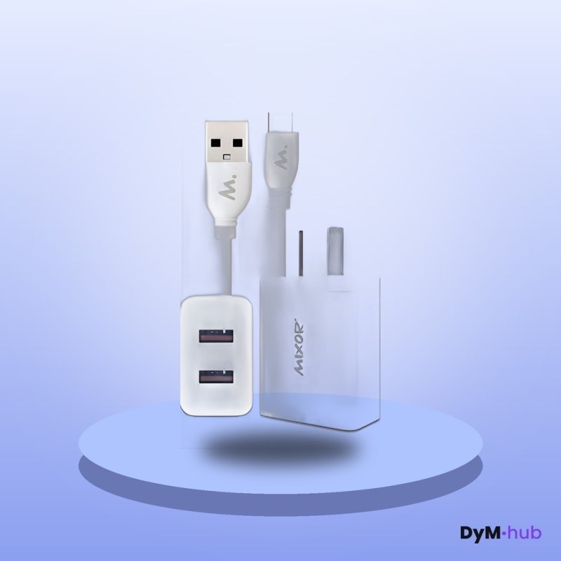 Cargador 6.4A 2 USB + cable USB a tipo C carga rápida