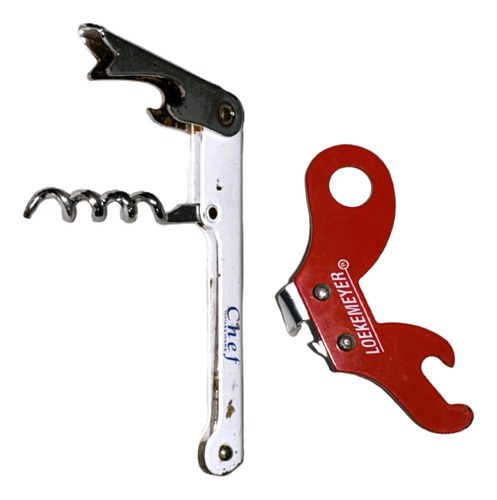 Abrelatas Uña Rojo Loekemeyer Acero Inox Y Un Destapador