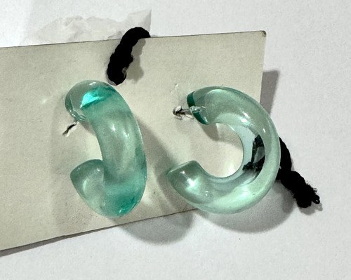 Aros Celeste Transparente En Forma De C Gruesa Resina 2,8cm Celeste - 6