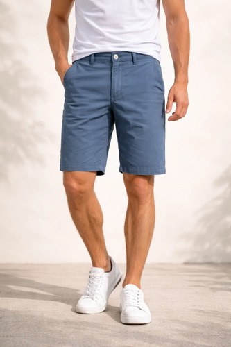 Bermuda Azul Method Talla 30/s 100% Algodón Azul Acero Lisa 40 S