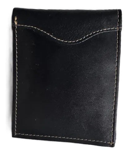 Billetera Hombre Eco Cuero Divisiones Tarjetero Negro Negro Liso