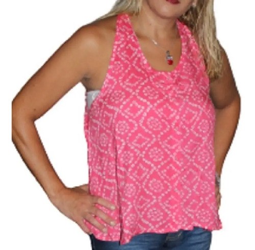 Blusa Mujer Rosa Indian Style T3 Acampanada Algodon Rosa-blanco M - 7