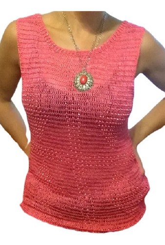 Blusa Vars Tejida Rosa T-m Hombro 37 Largo 62 Busto 42 Rosa Oscuro M