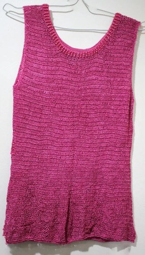 Blusa Vars Tejida Rosa T-m Hombro 37 Largo 62 Busto 42 Rosa Oscuro M - 7