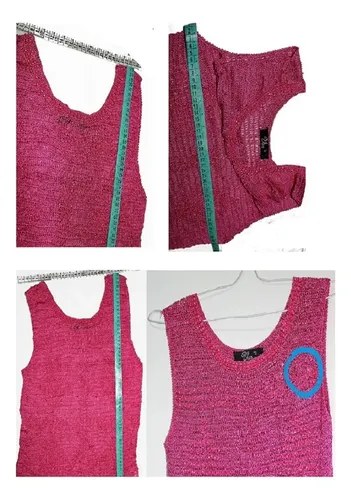 Blusa Vars Tejida Rosa T-m Hombro 37 Largo 62 Busto 42 Rosa Oscuro M - 11