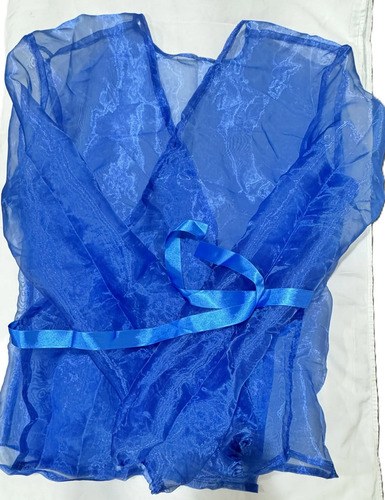 Blusa Abierta Con Cinto Blue Para Mujer Gasa T-l Oufit Danza Azul Lisa 3 - 7