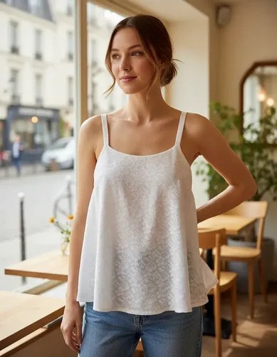 Blusa Blanco Tiza T 2 Con Encaje Excelente P 85 A 95 Busto Blanco M