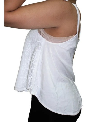 Blusa Blanco Tiza T 2 Con Encaje Excelente P 85 A 95 Busto Blanco M - 7
