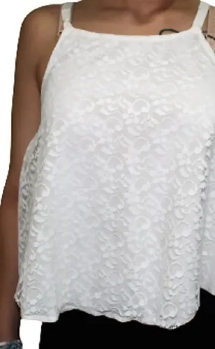 Blusa Blanco Tiza T 2 Con Encaje Excelente P 85 A 95 Busto Blanco M - 10
