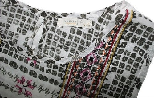 Blusa Indian Style T _ M Algodon Verde Claro M - 9