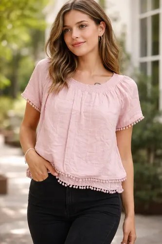 Blusa Sybila -falabella T L - Holgada Mujer Rosa -algodón Rosa Claro M