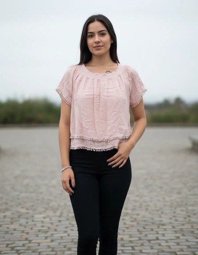 Blusa Sybila -falabella T L - Holgada Mujer Rosa -algodón Rosa Claro M - 2