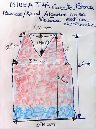 Blusa T 3 Cuesta Blanca Bordo Y Azul Estilo Indu 100% Visco Bordó 3 - 5