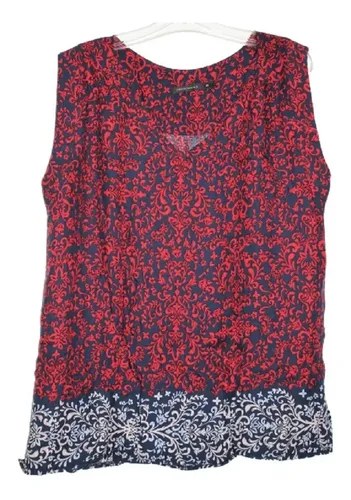 Blusa T 3 Cuesta Blanca Bordo Y Azul Estilo Indu 100% Visco Bordó 3 - 10