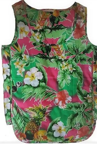 Blusa Vestir Gasa T-m Ndian Style Mujer Sin Manga Floreada Verde Floreada M - 8