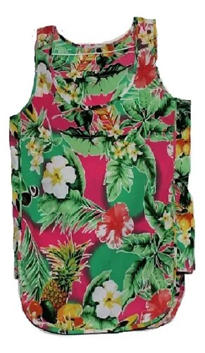 Blusa Vestir Gasa T-m Ndian Style Mujer Sin Manga Floreada Verde Floreada M - 9